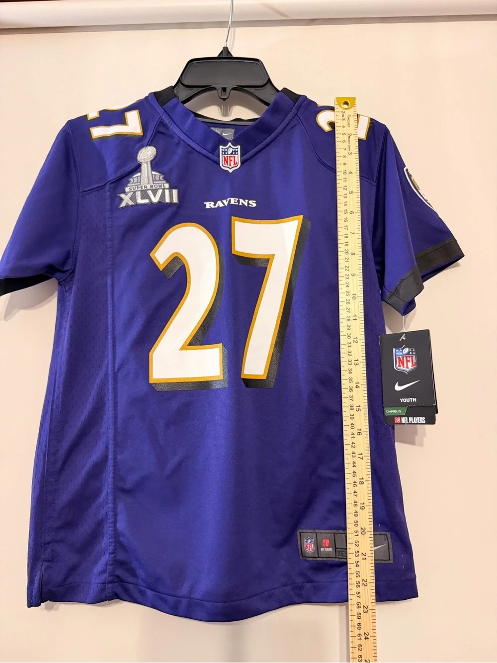 Nike Baltimore Ravens Youth Size M Purple and Gold #27 Football Jersey